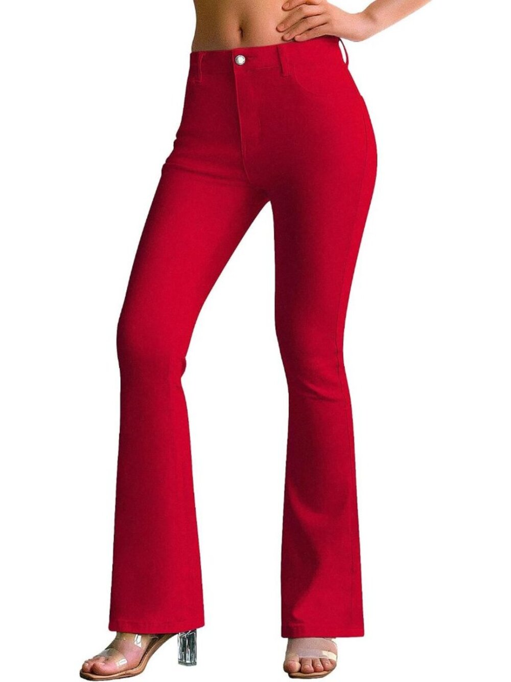 Trendy Stretchy Flare Jeans for Women | Mid Rise Bootcut Curvy Denim Pants - Picture 1 of 6